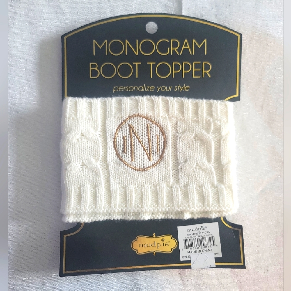 Mudpie Monogram Letter "N" Boot Topper